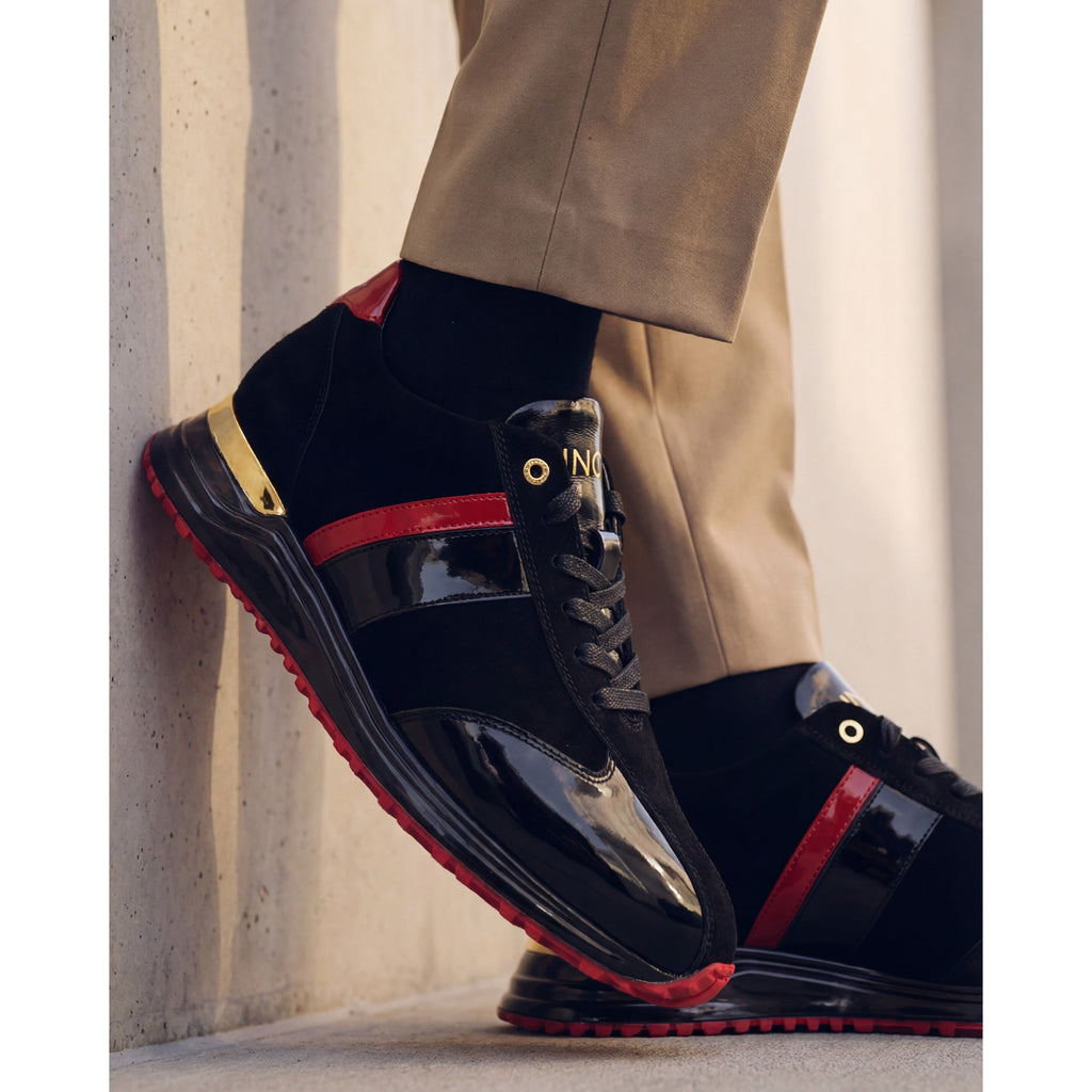 The Inferno Black & Red Leather Men Sneaker
