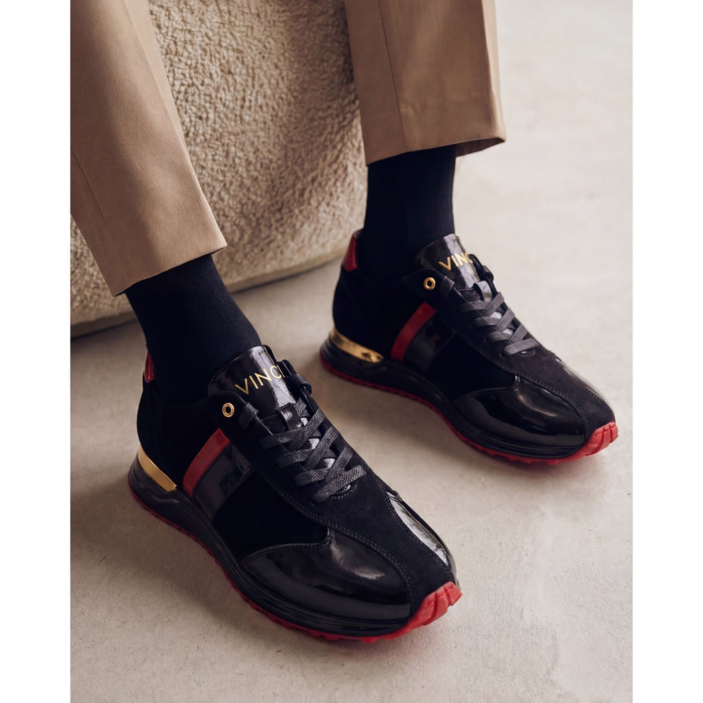 The Inferno Black & Red Leather Men Sneaker