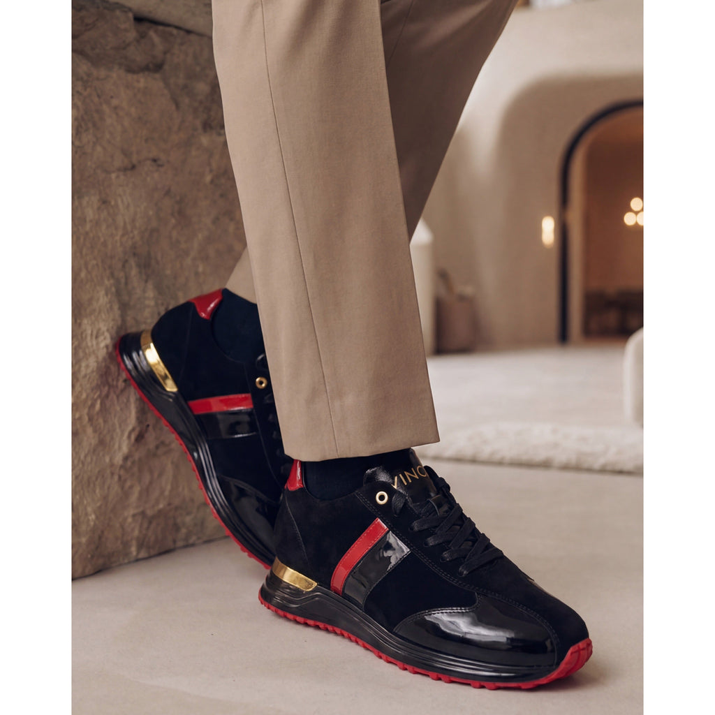 The Inferno Black & Red Leather Men Sneaker