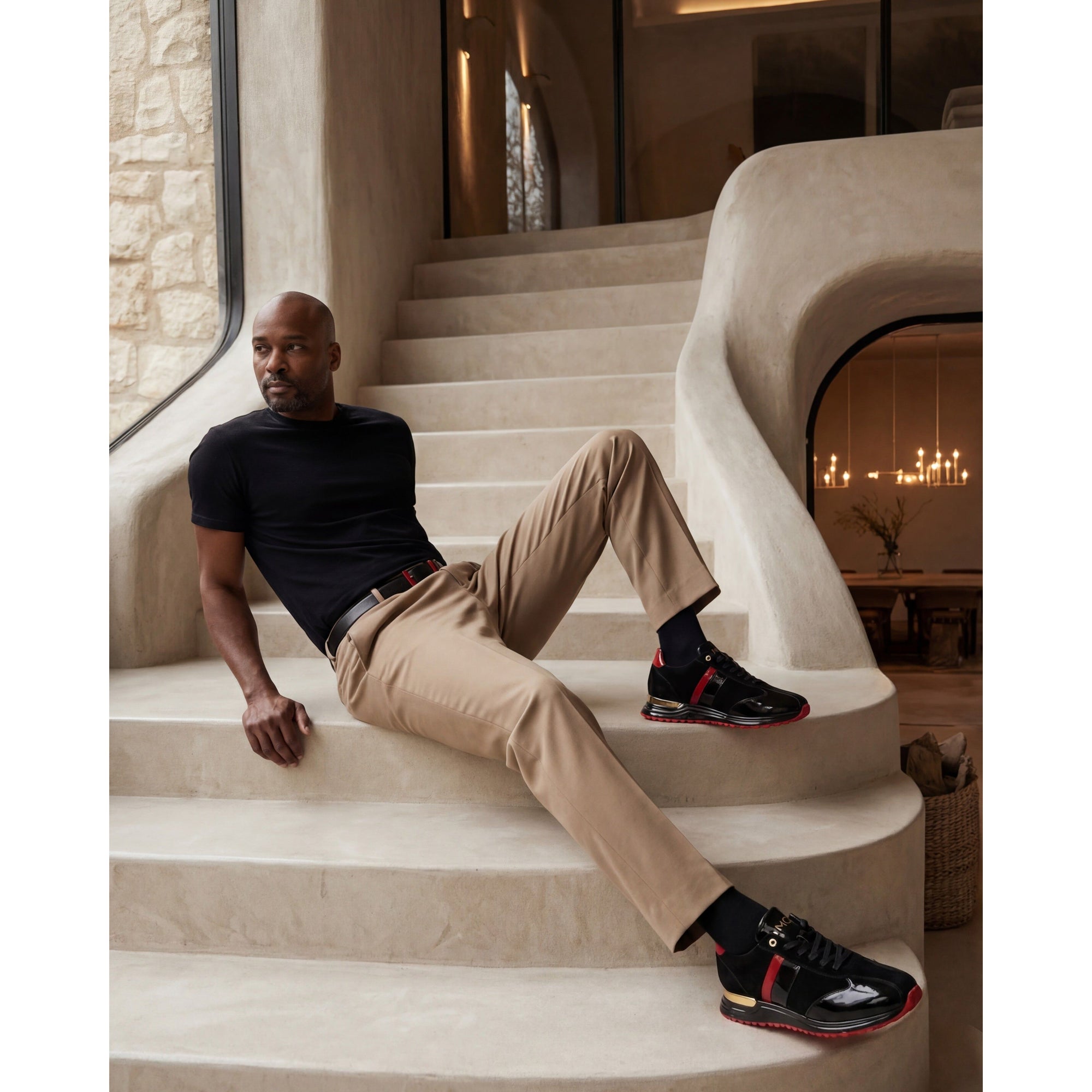The Inferno Black & Red Leather Men Sneaker