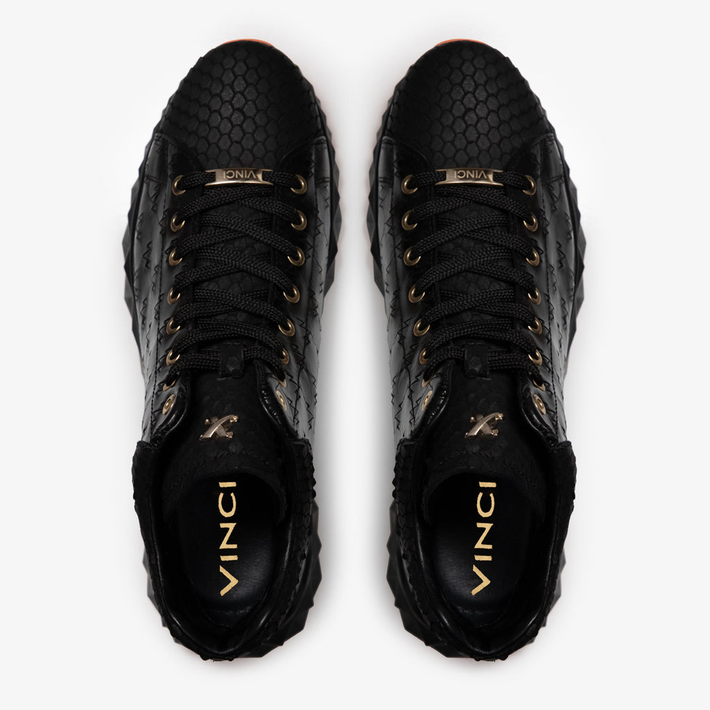 Vinci The Caesars Black Leather High-Top Men Sneaker