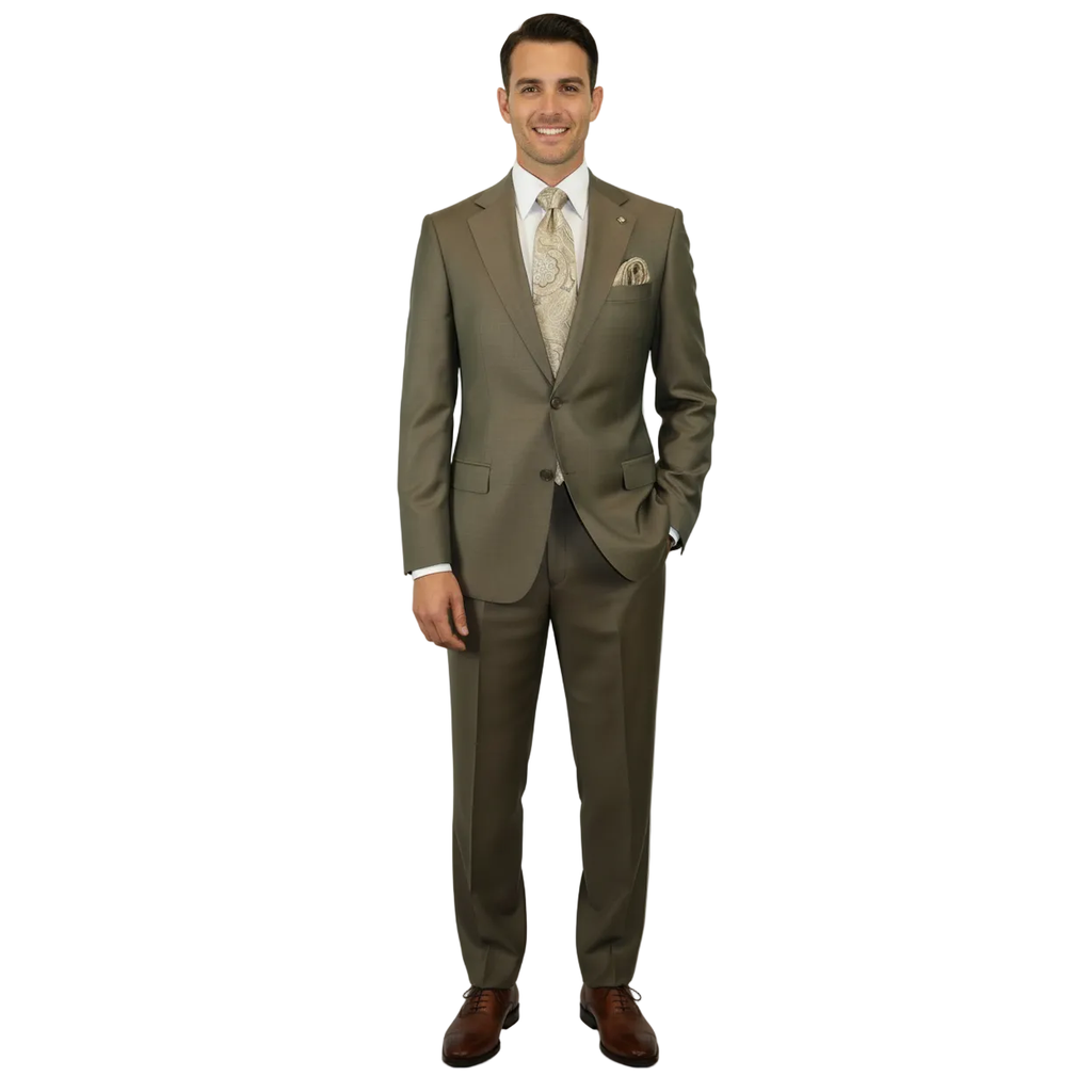 Men's Fabio Matteo Turkish Suit Extra Fine Super 160's Italian Wool FB222 #20 Brown