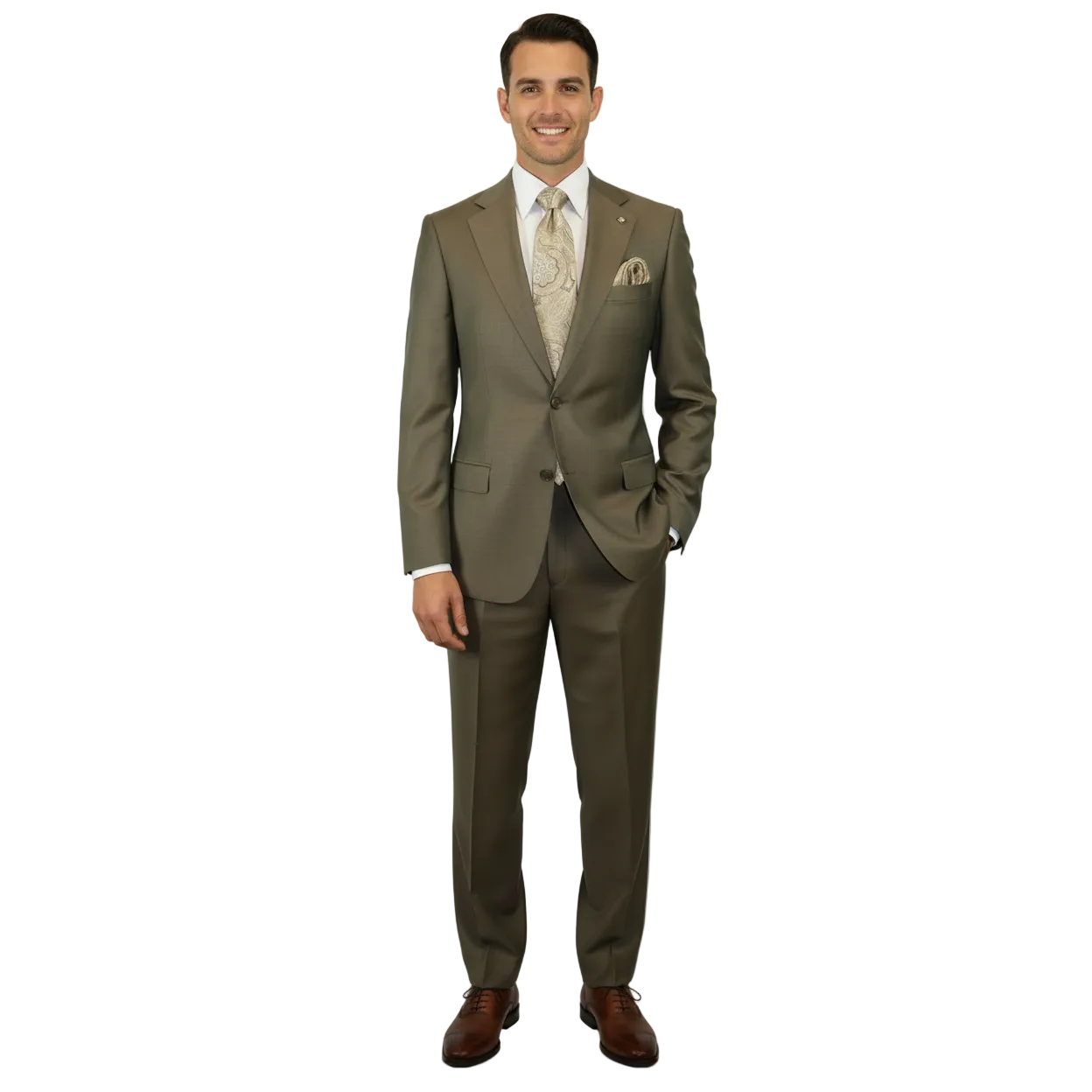 Men's Fabio Matteo Turkish Suit Extra Fine Super 160's Italian Wool FB222 #20 Brown