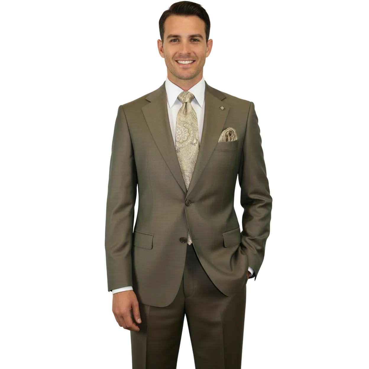 Men's Fabio Matteo Turkish Suit Extra Fine Super 160's Italian Wool FB222 #20 Brown