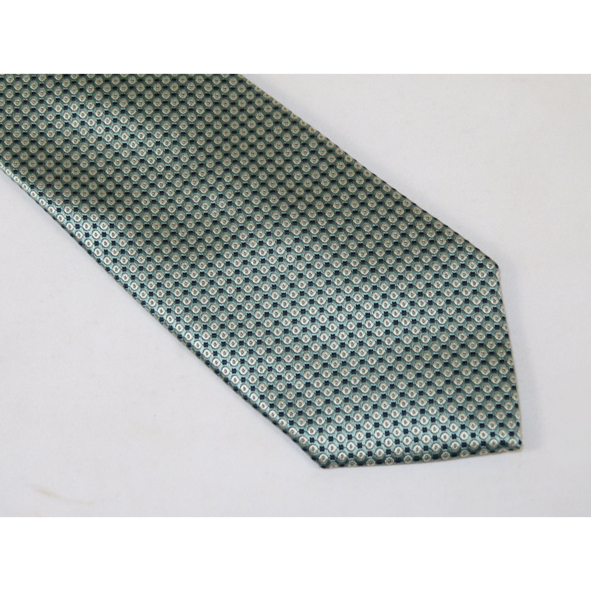 Men's Bergamo New York Tie Satin Silky Feel #Berg-5 Green Circles