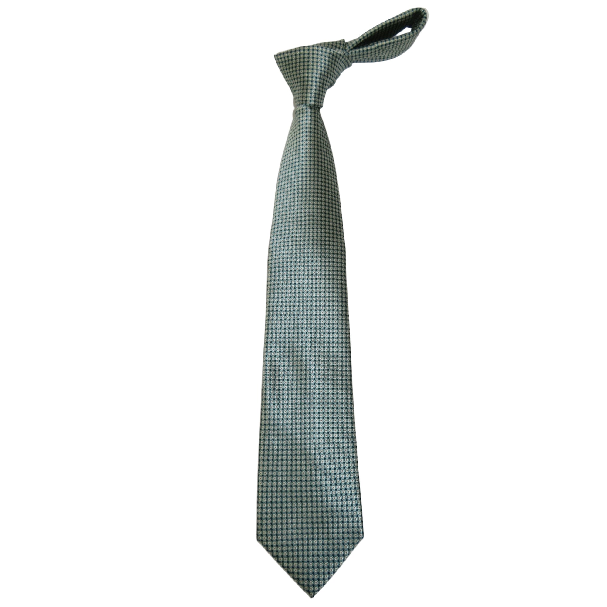 Men's Bergamo New York Tie Satin Silky Feel #Berg-5 Green Circles