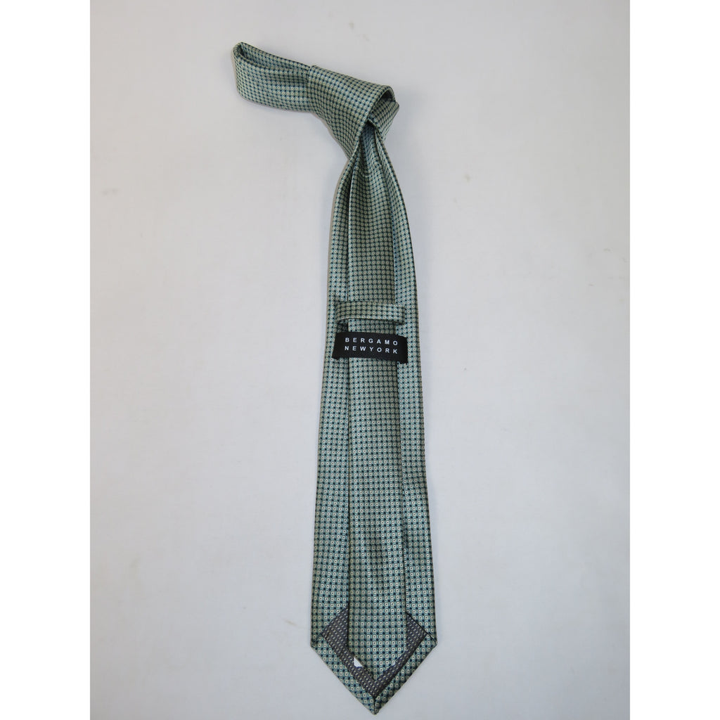 Men's Bergamo New York Tie Satin Silky Feel #Berg-5 Green Circles