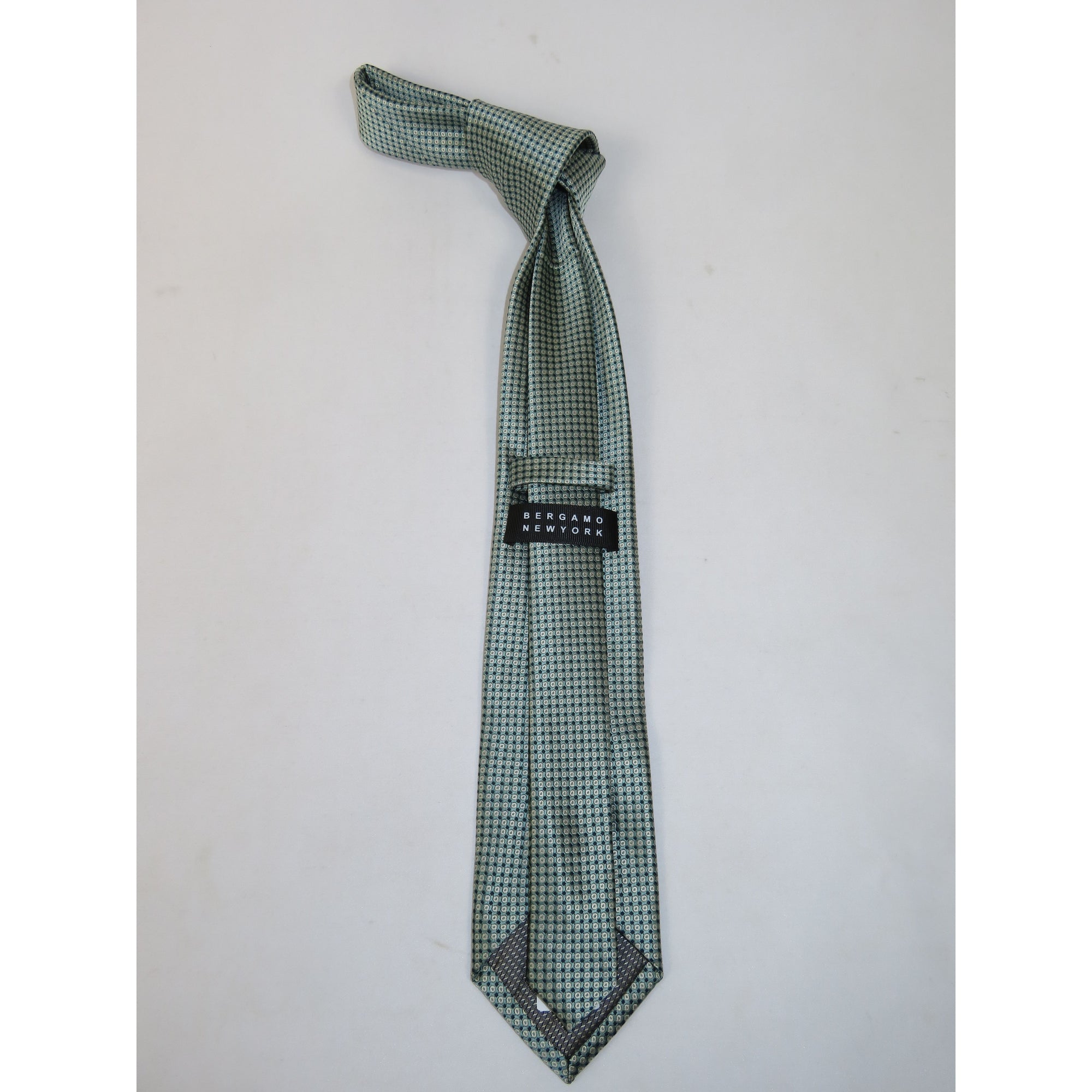 Men's Bergamo New York Tie Satin Silky Feel #Berg-5 Green Circles