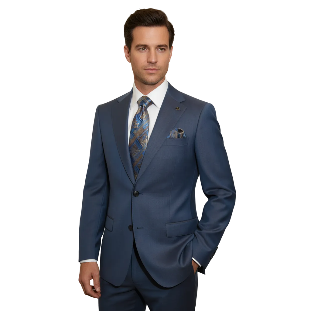 Men's Fabio Matteo Turkish Suit Extra Fine Super 160's Italian Wool FB222 #22 Blue/Brown