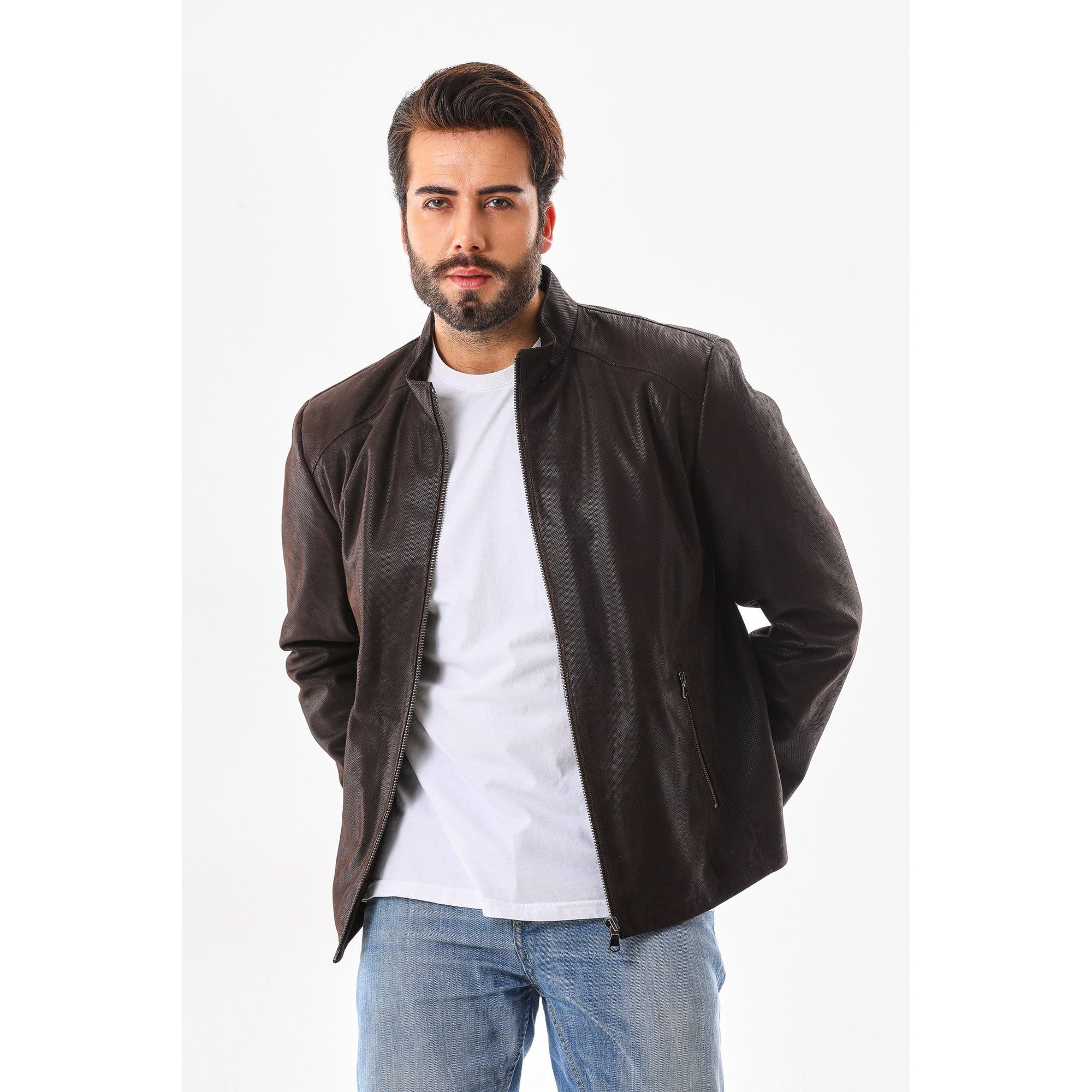The Modena Matte Espresso Leather Men Jacket