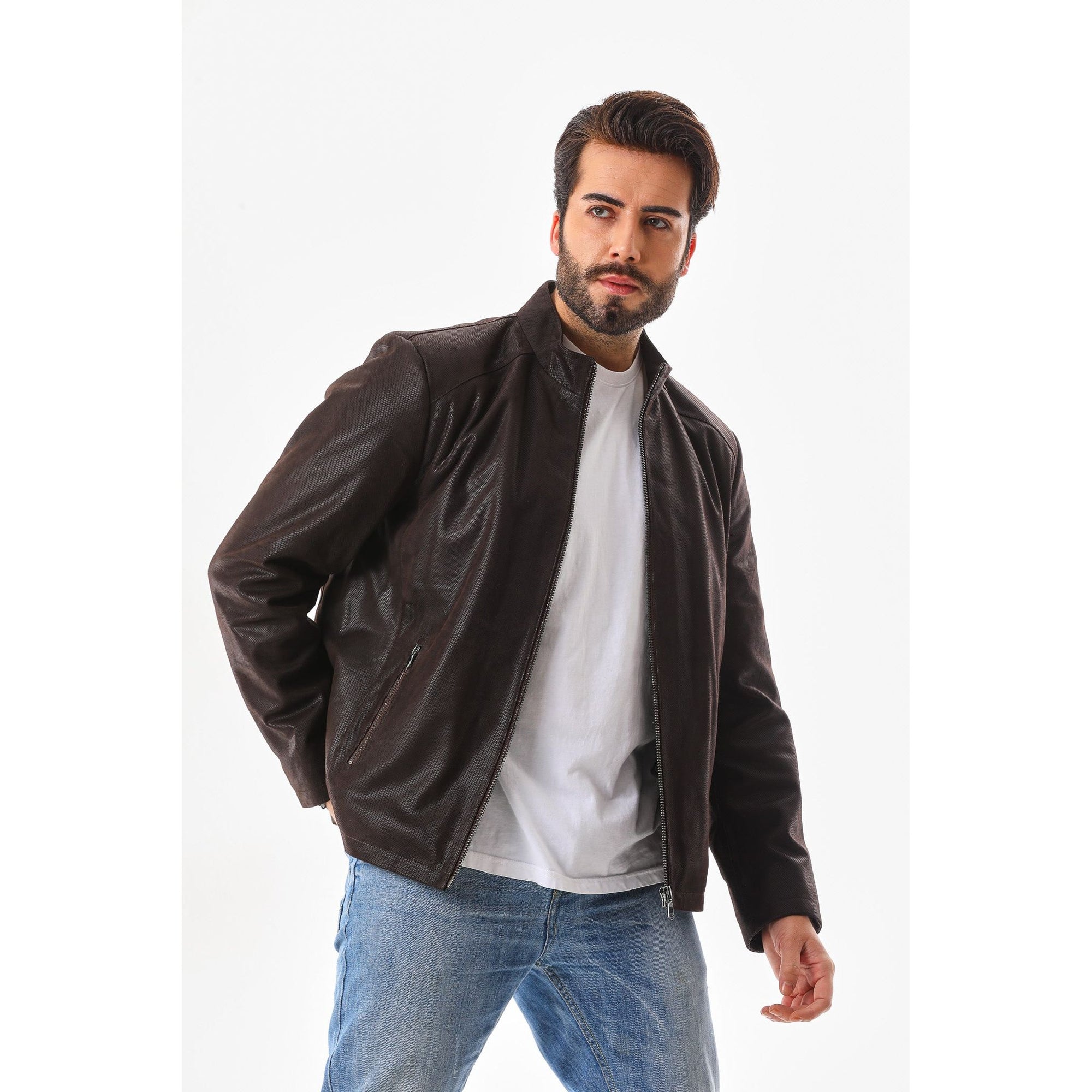 The Modena Matte Espresso Leather Men Jacket