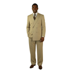 Men Apollo King Double Breasted Formal Business Suit Pleated Pants DM27 Camel Tan