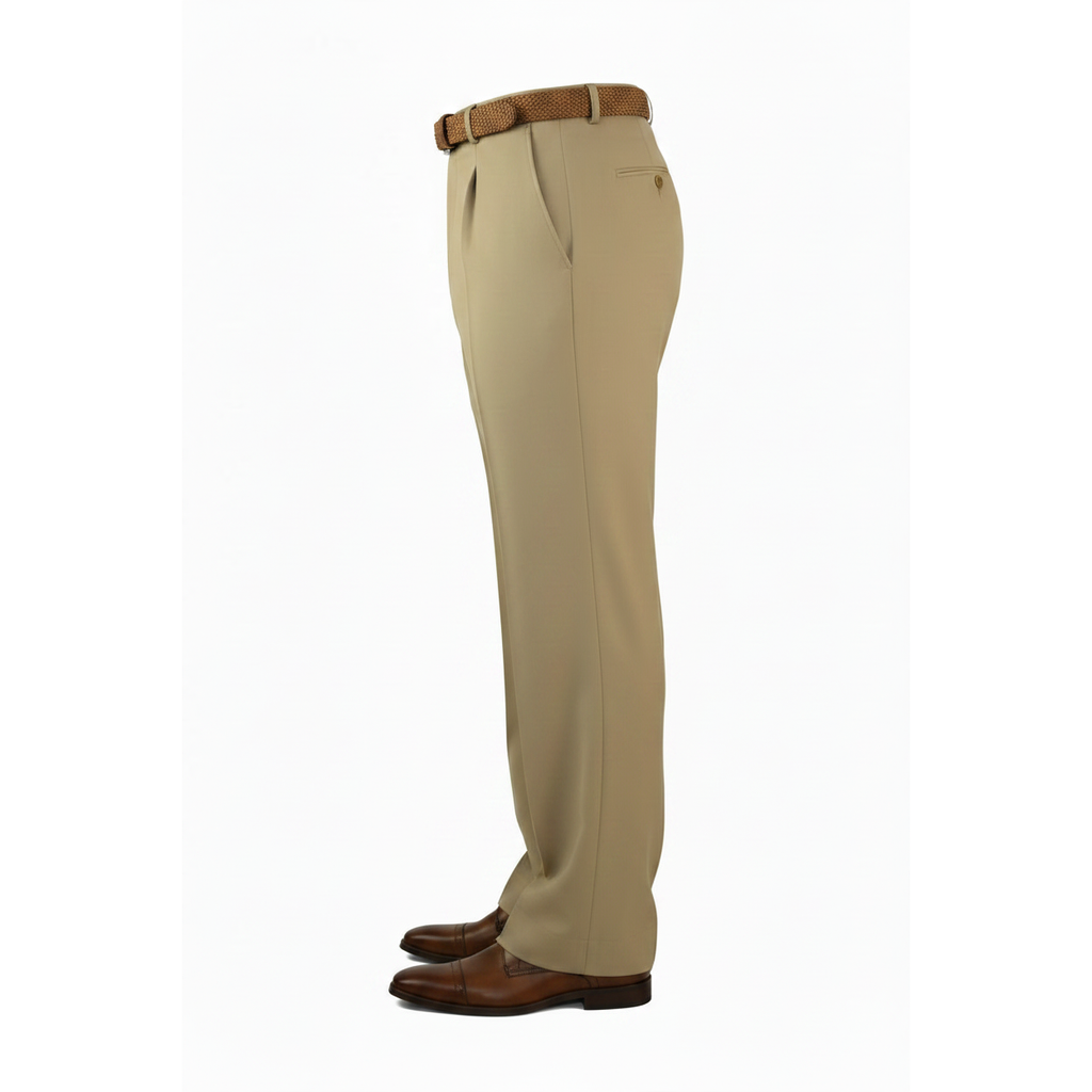 Men Apollo King Double Breasted Formal Business Suit Pleated Pants DM27 Camel Tan