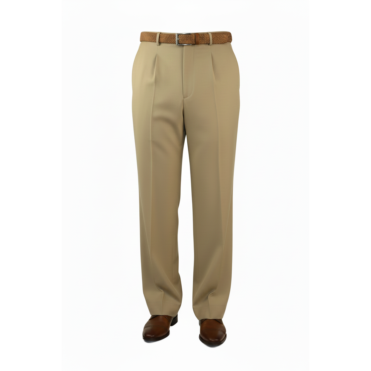 Men Apollo King Double Breasted Formal Business Suit Pleated Pants DM27 Camel Tan