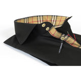 Men's AXXESS Turkey Sports Dress Shirt 100% Soft Cotton High Collar 923-04 Black