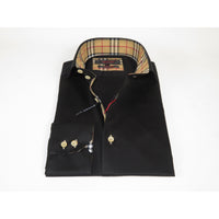 Men's AXXESS Turkey Sports Dress Shirt 100% Soft Cotton High Collar 923-04 Black