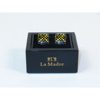 Cufflinks By La Madre From Turkey Solid Stainless Steel LA-1 Black Gold Checkers