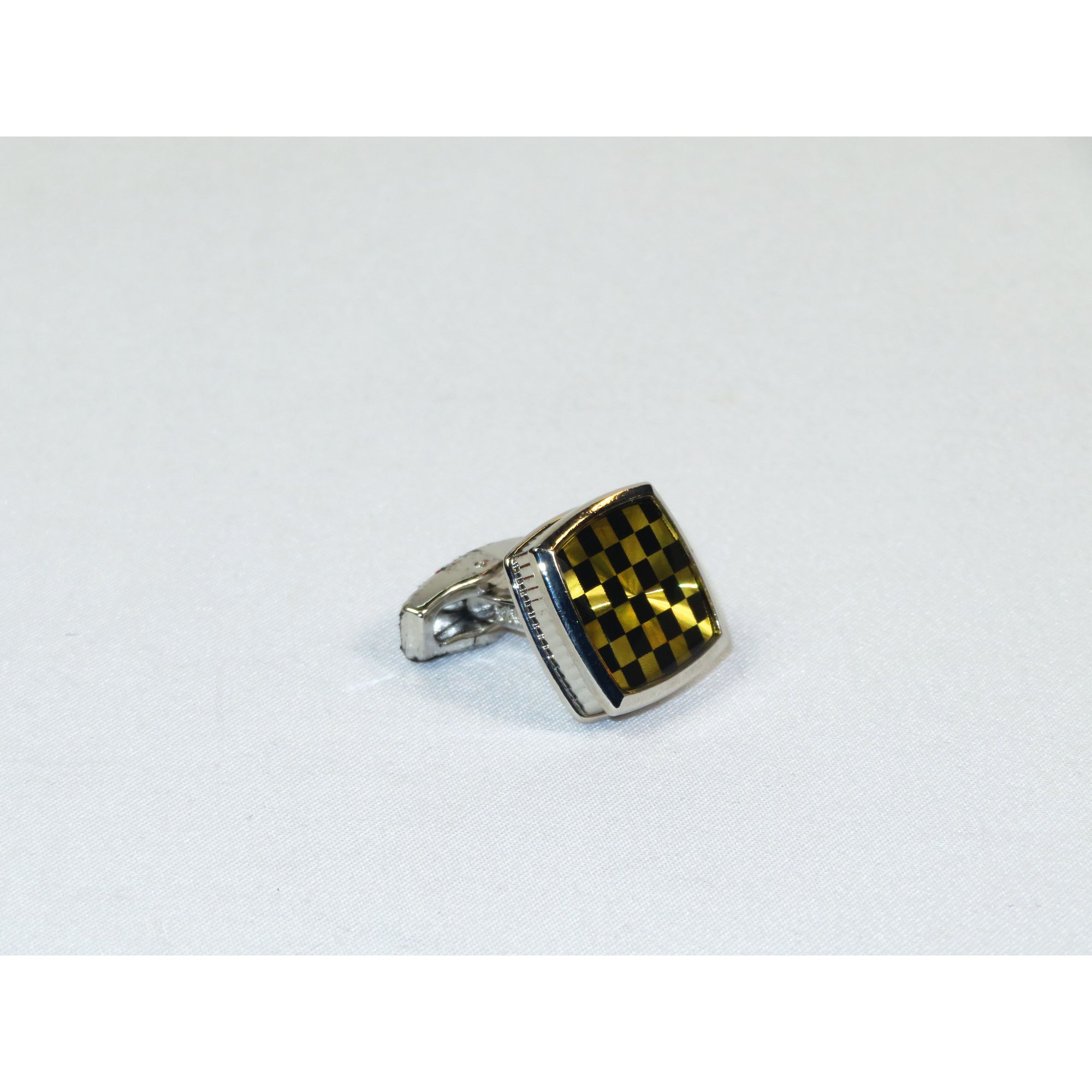 Cufflinks By La Madre From Turkey Solid Stainless Steel LA-1 Black Gold Checkers