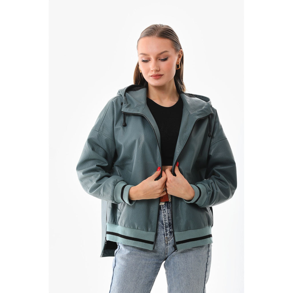 The Polar Green Leather Women Jacket