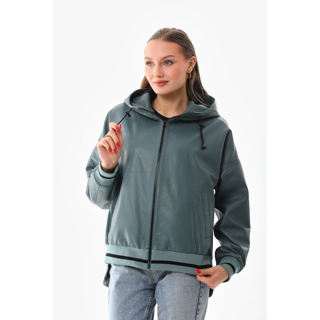 The Polar Green Leather Women Jacket