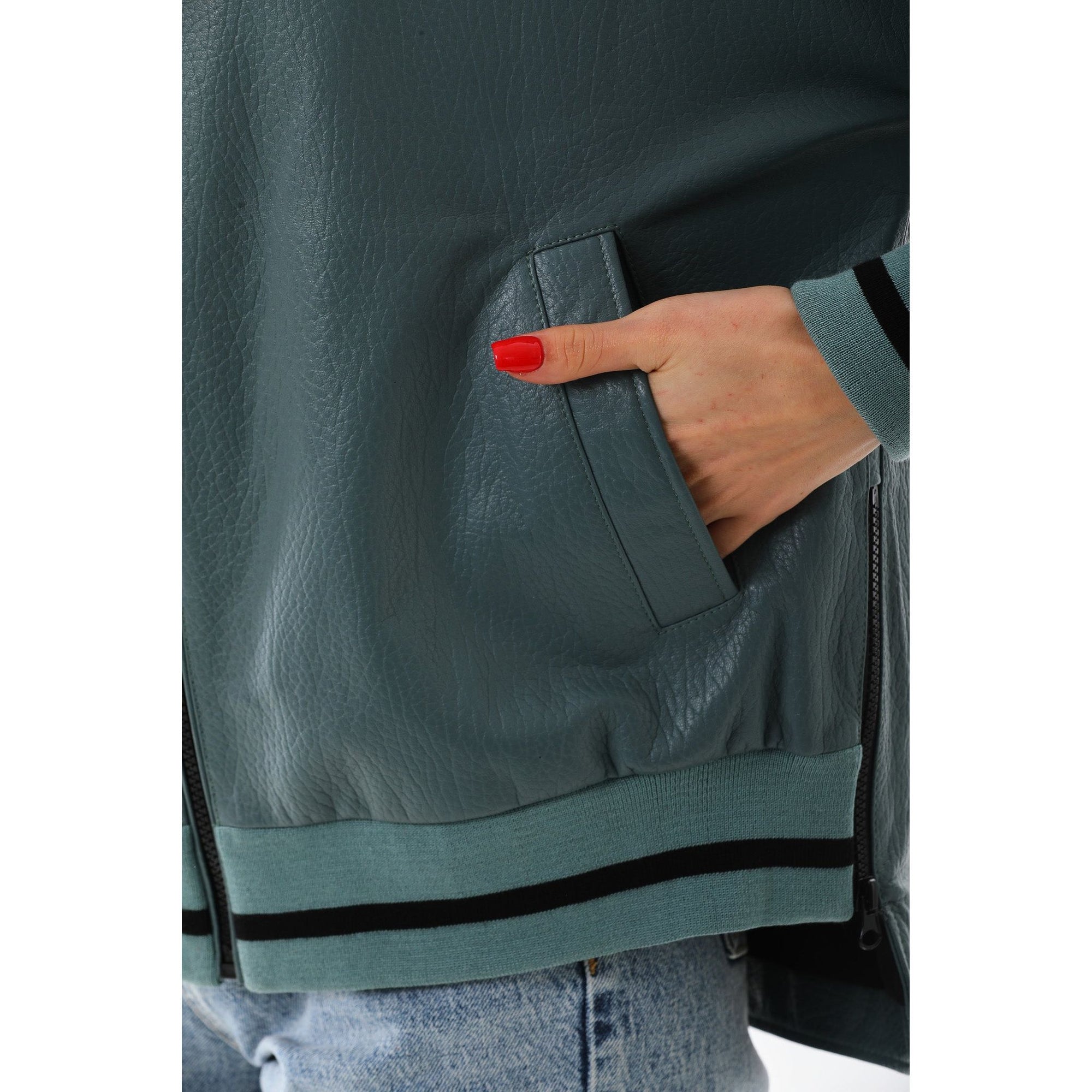 The Polar Green Leather Women Jacket