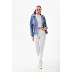 The Polar Blue Leather Women Jacket