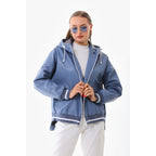 The Polar Blue Leather Women Jacket