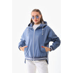 The Polar Blue Leather Women Jacket