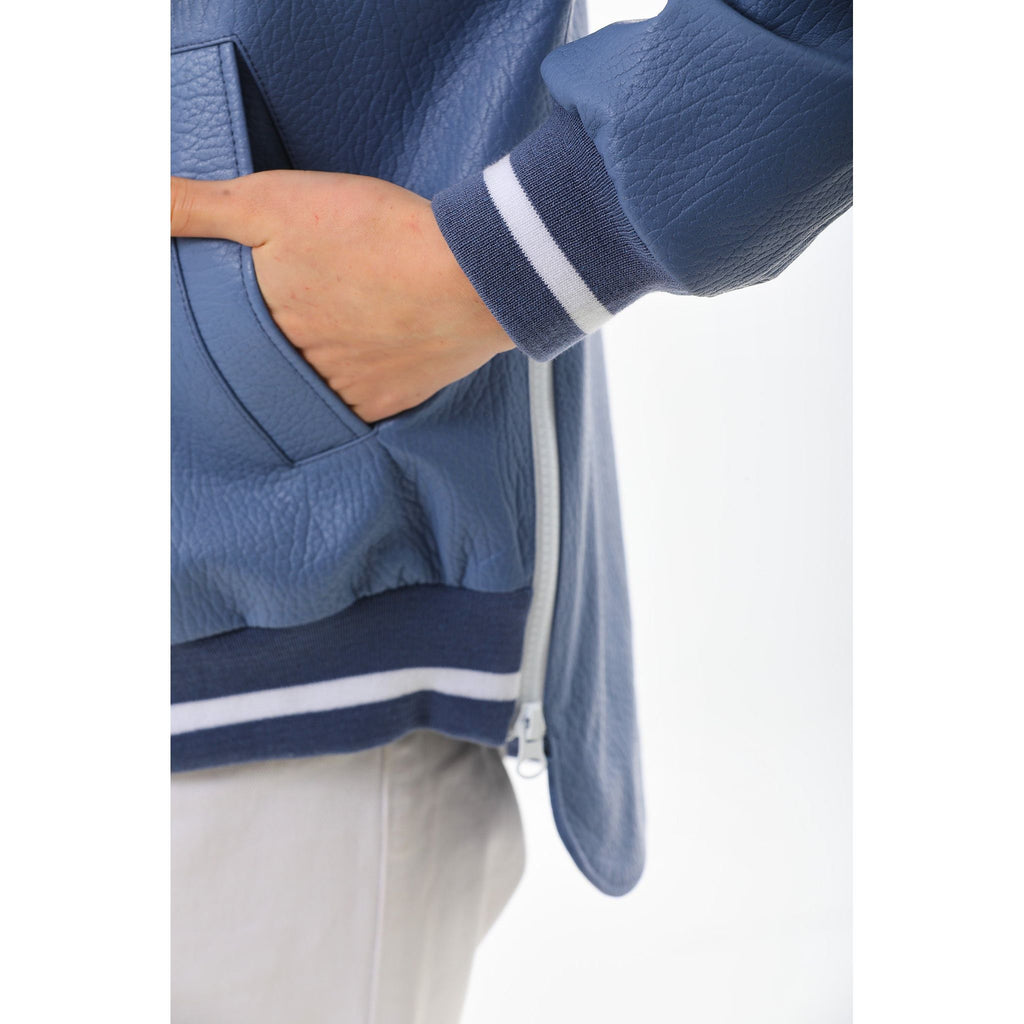 The Polar Blue Leather Women Jacket