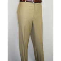 Men's Mizanni Flat Front Trousers Wool Super 150s #1500 Beige Size 40