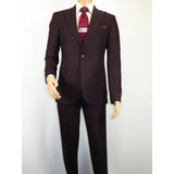 Men 3pc Vested Suit WESSI J.VALINTIN European Slim Fit 126-80 Burgundy 44R