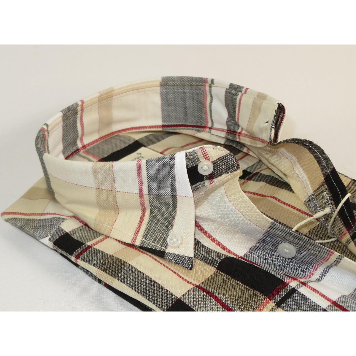 Mens 100% Cotton Shirt Manschett Turkey Slim Fit Oxford Button Down Collar 7033-13 Black/Tan Plaid
