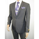 Men's Suit Berlusconi Blend Pin Stripe From Turkey 1081 Gray 42R Slim Fit