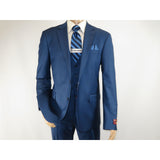 Men Suit BERLUSCONI Turkey 100% Italian Wool Super 180's 3pc Vested #Ber40 Blue