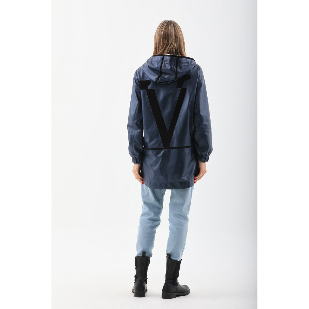 Vinci The Vega Navy Reversible Leather Women Jacket