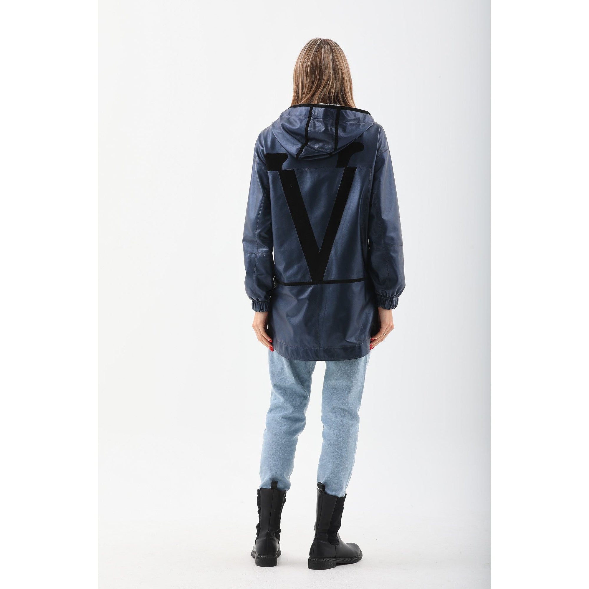 Vinci The Vega Navy Reversible Leather Women Jacket