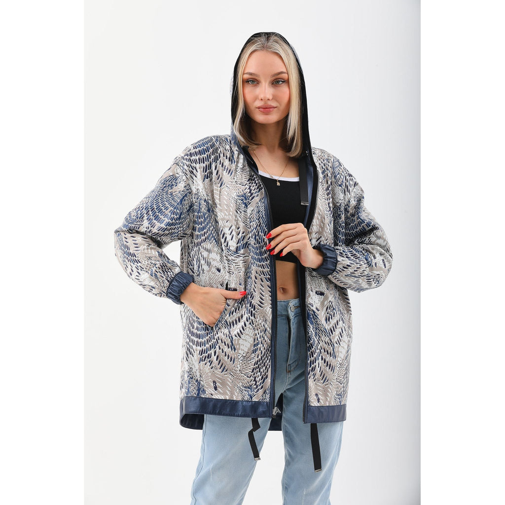 Vinci The Vega Navy Reversible Leather Women Jacket