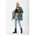 The Sage Olive Green Leather Women Jacket