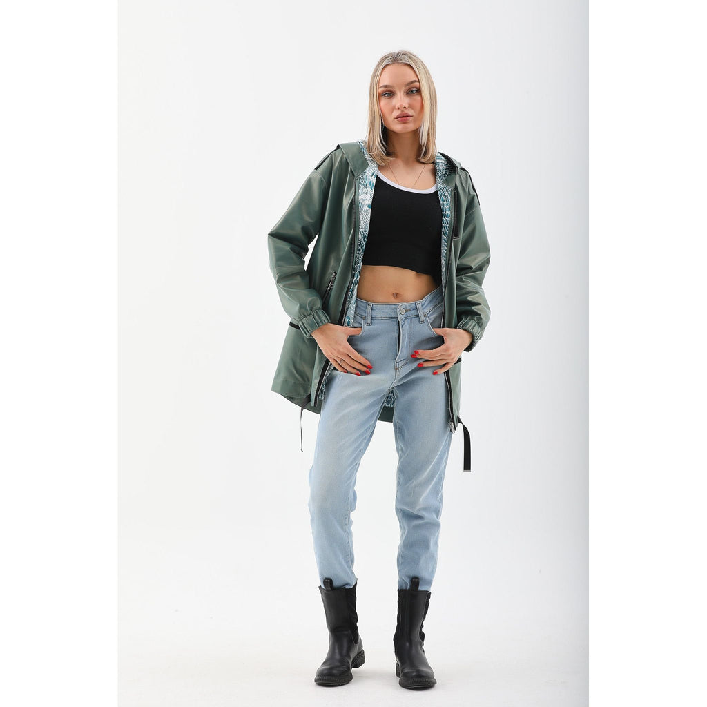 The Sage Olive Green Leather Women Jacket