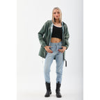 The Sage Olive Green Leather Women Jacket