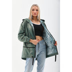 The Sage Olive Green Leather Women Jacket