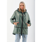 The Sage Olive Green Leather Women Jacket