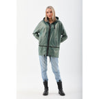 The Sage Olive Green Leather Women Jacket