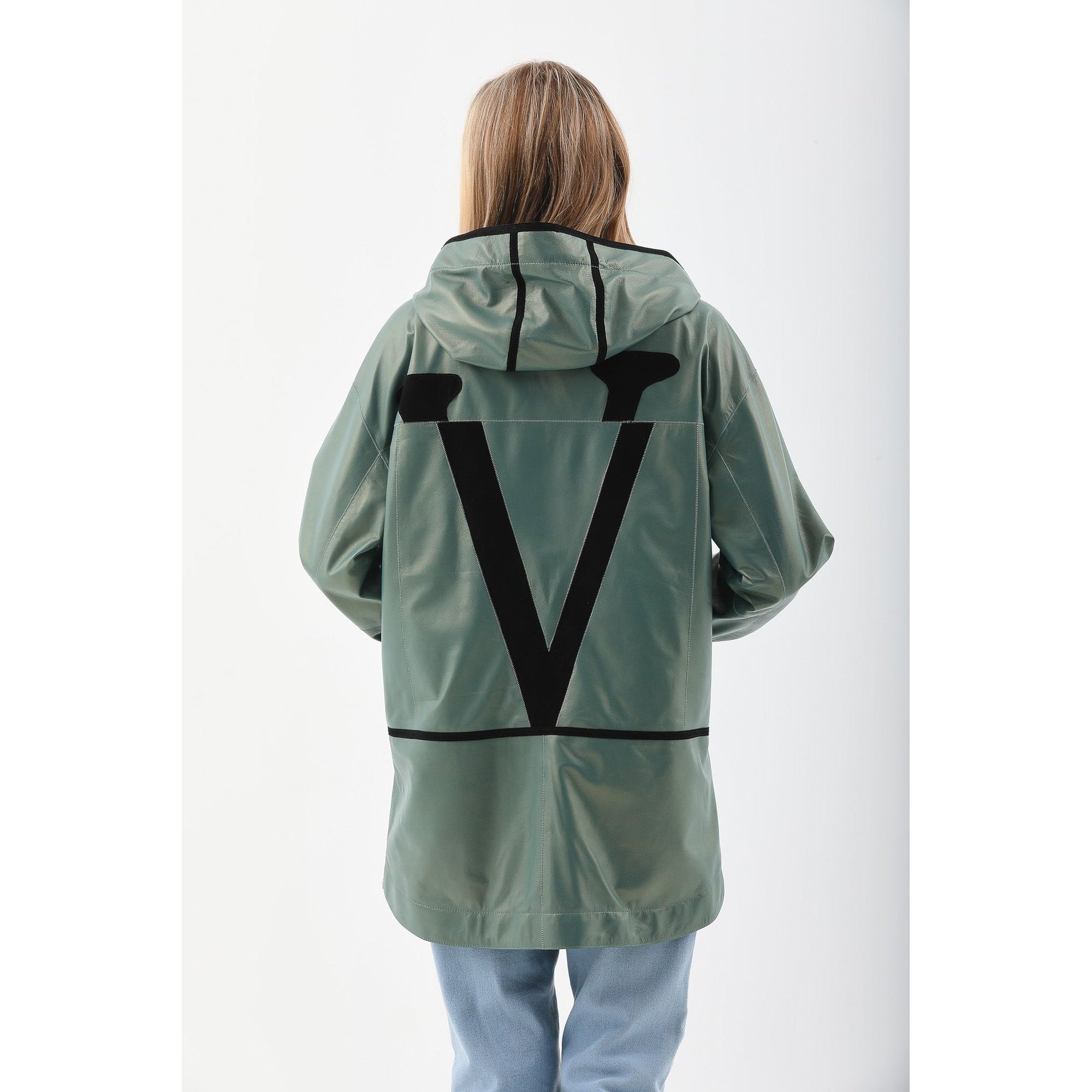 The Sage Olive Green Leather Women Jacket