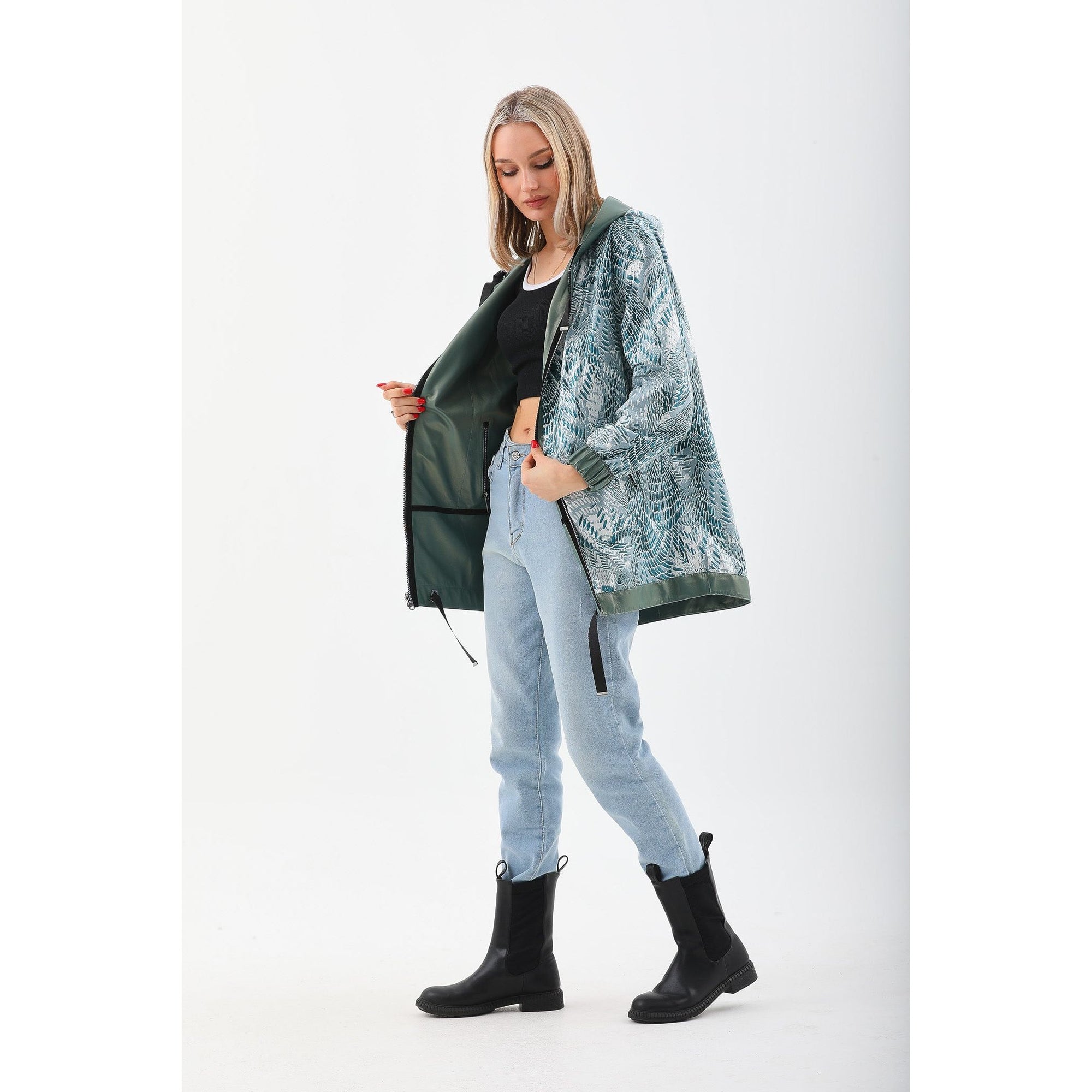 The Sage Olive Green Leather Women Jacket