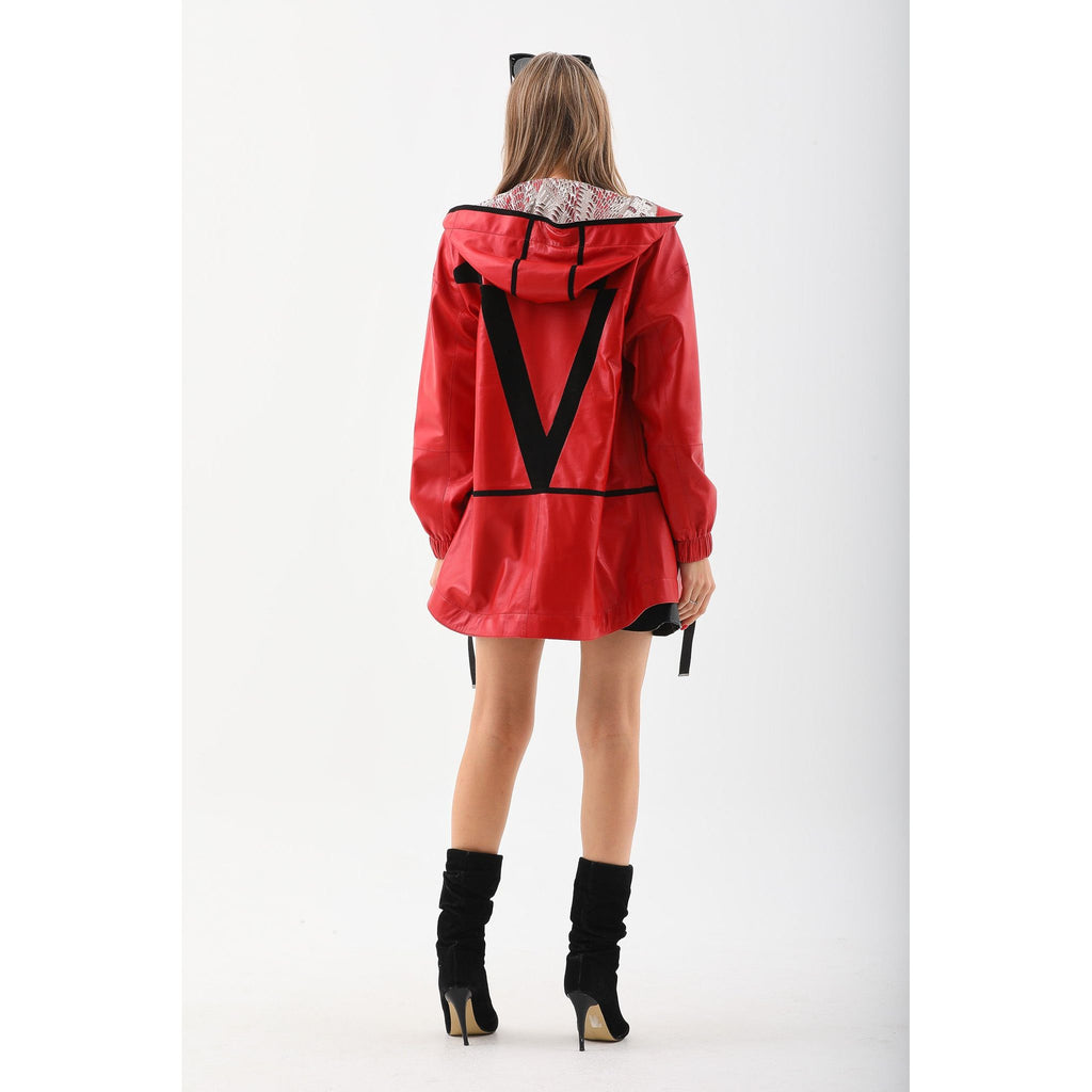Vinci The Vega Red Reversible Leather Women Jacket