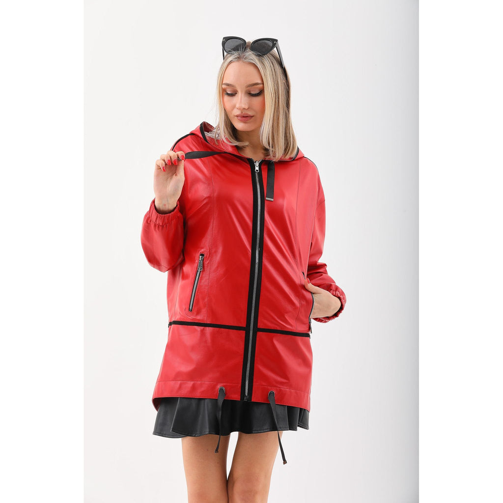 Vinci The Vega Red Reversible Leather Women Jacket