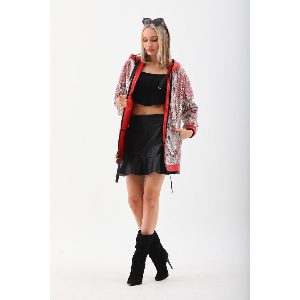 Vinci The Vega Red Reversible Leather Women Jacket