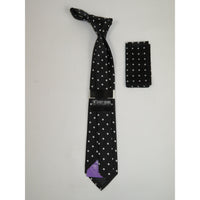 Men's Stacy Adams Tie and Hankie Set Woven Design #Stacy15 Black White