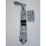 Men's Stacy Adams Tie and Hankie Set Woven Design #St415 Silver gray